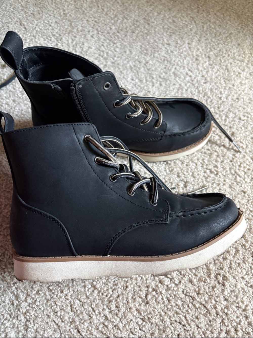 Cat & Jack Black Kids Ankle Boots with White Sole